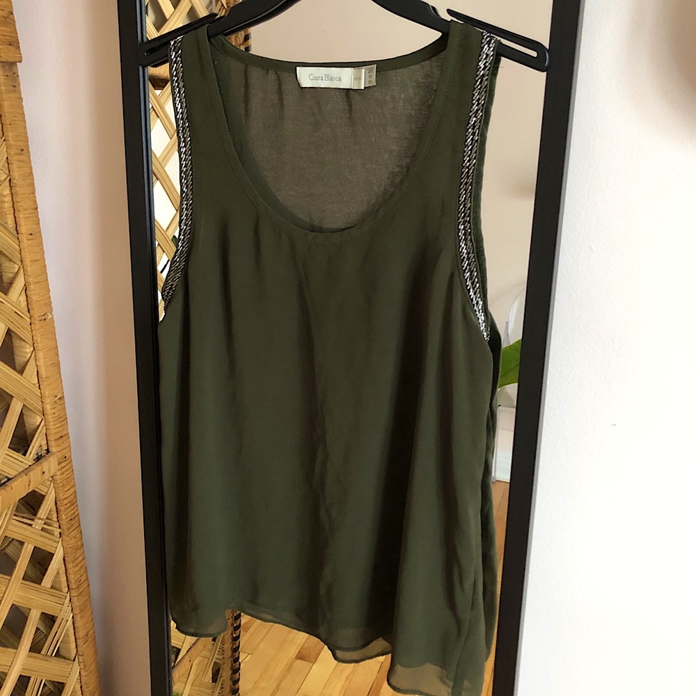 Olive Green Camisole with Beaded Embellishment